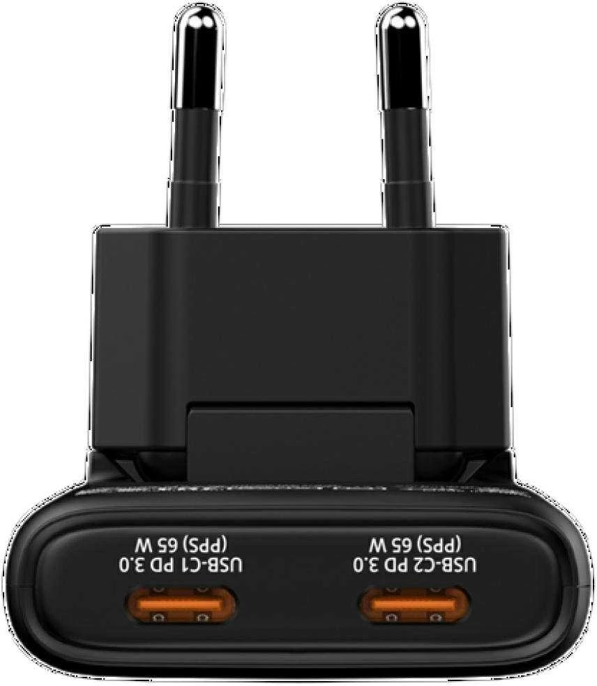 Verbatim GaN kelioninis įkroviklis „Fold ‘n’ Go“ 65W, 2×USB-C PD ES kištukas, Juodas