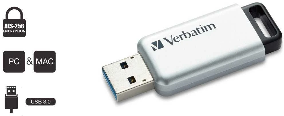 Pendrive Verbatim Secure Pro 32GB USB 3.2 Gen 1 sidabrinė 98665