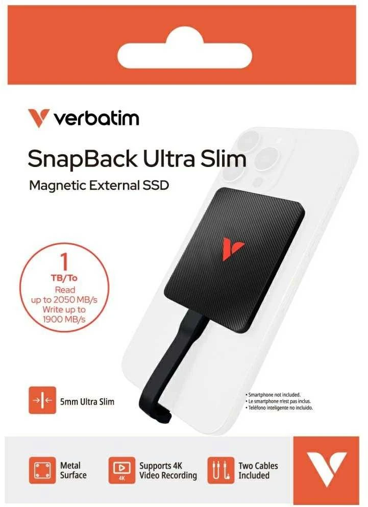 Kietasis diskas Verbatim SnapBack Ultra Slim SSD 1 TB, Externe SSD - juodas