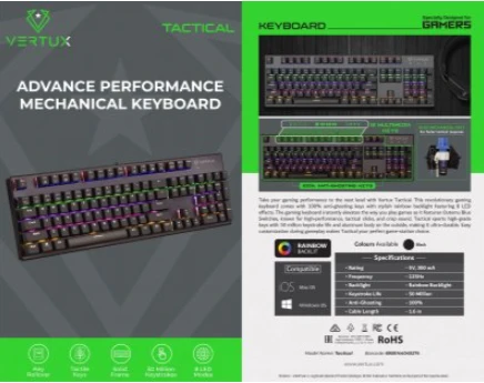 Klaviatūra Vertux Tactical Mechaninė