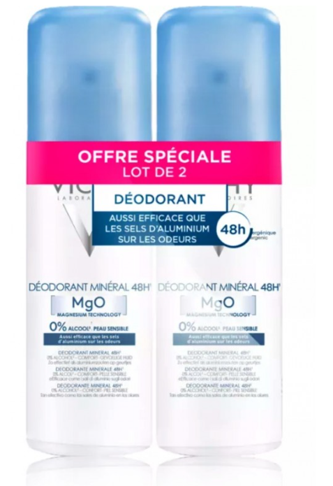 "Vichy" mineralinis dezodorantas purškiklis 48H (mineralinis dezodorantas ) 2 x 125 ml