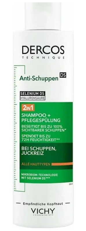 Vichy Dercos Nuo pleiskanų 2in1 Šampūnas + Conditioner šampūnas–kondicionierius pleiskanojančiai galvos odai, 200 ml