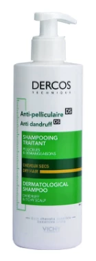 VICHY šampūnas nuo pleiskanų sausai galvos odai DERCOS, 390 ml