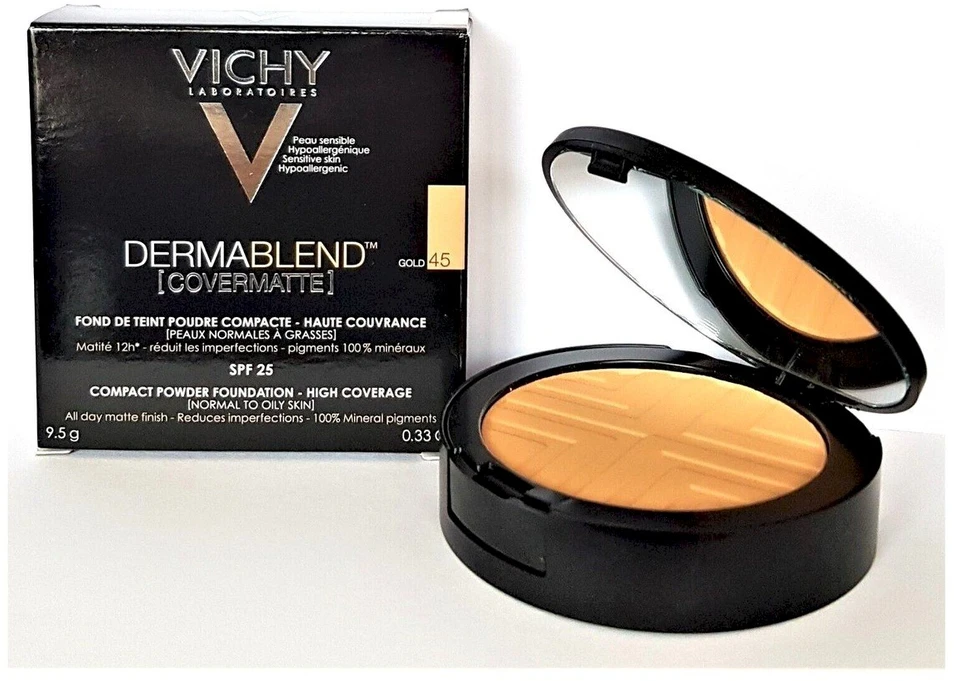 Vichy Dermablend Covermatte kompaktinė pudra SPF25 #45 Gold, 9,5 g