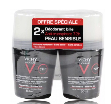 Vichy Homme 72H Extreme-Control Anti Perspirant antiperspirantas vyrams, 2 x 50 ml