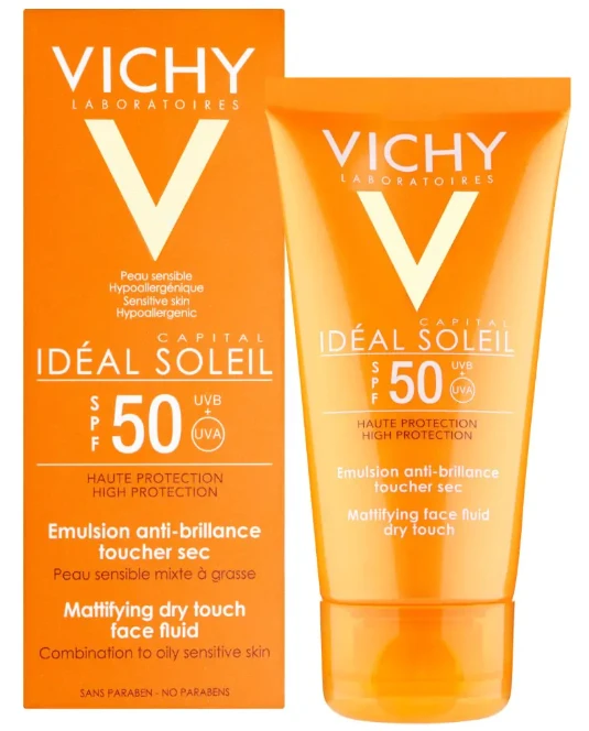 Vichy Ideal Soleil Mattifying Face Fluid Dry Touch Spf50 apsauginis saulės kremas veidui 50ml