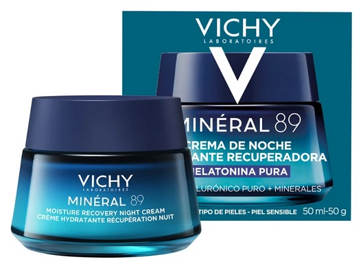 Vichy Mineral 89 Night Recovery Moisturizing Kreminis drėgmę atkuriantis naktinis veido kremas, 50 ml