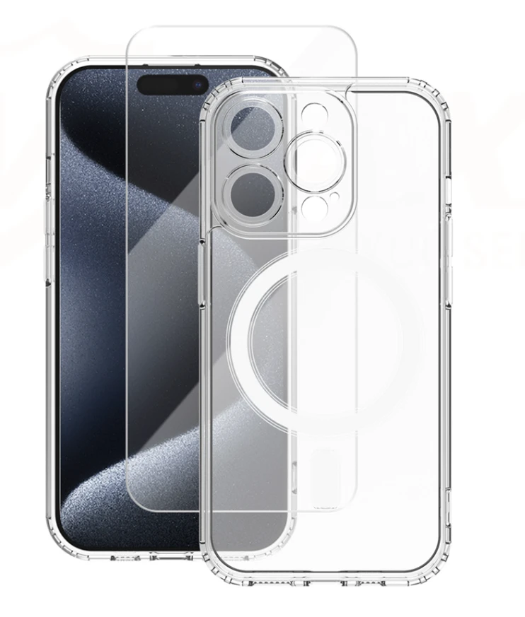 Vmax Mag dėklas + apsauginis stiklas 2,5D premium Apple iPhone 15 Plus 6,7"