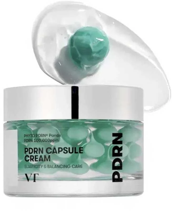 VT Cosmetics PDRN Capsule Cream 100 drėkinamasis ir stangrinamasis veido kremas, 50 ml.