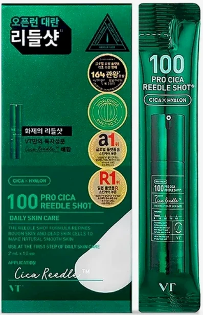 VT Cosmetics Pro Cica Reedle Shot 100 intensyvaus poveikio raminantis serumas, 10 x 2 ml