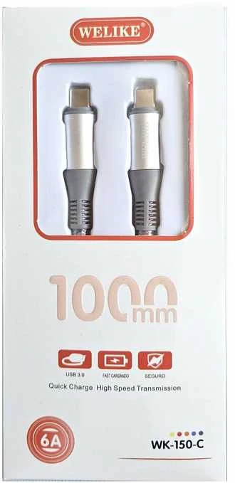 Canyon WELIKE WK-150-C USB-C įkrovimo laidas 120W PD / 1m / sidabrinis