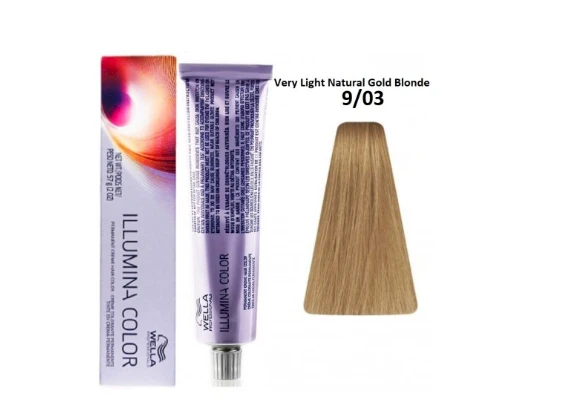Wella Illumina Color 9/03 dažų komplektas su atspalvio pavyzdžiu