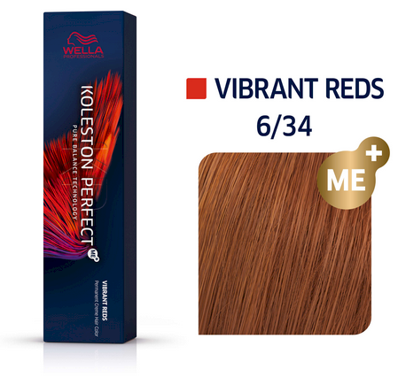 Wella Professionals Koleston Perfect Me+ Permanent Hair Dye 6/34 Dark Skirtas šviesiems plaukams Golden Raudona, 60 ml