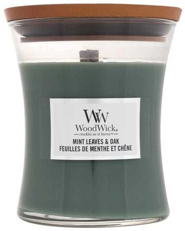 WoodWick Aromatinė žvakė (Mint Leaves & Oak), 275 g