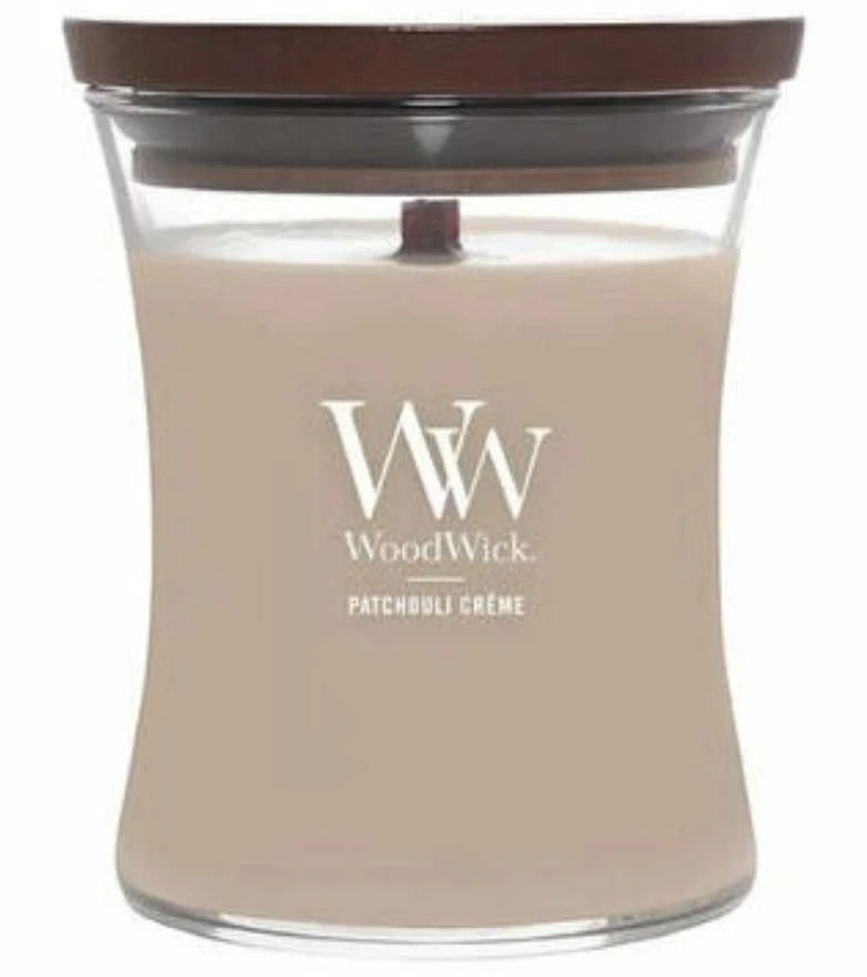 WoodWick Aromatinė žvakė (Patchouli Creme), 275 g