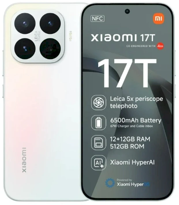 Išmanusis telefonas Xiaomi 17T 5G Dual SIM 12GB RAM 512GB Be įkroviklio Baltas EU - ATIDARYTA DĖŽĖ