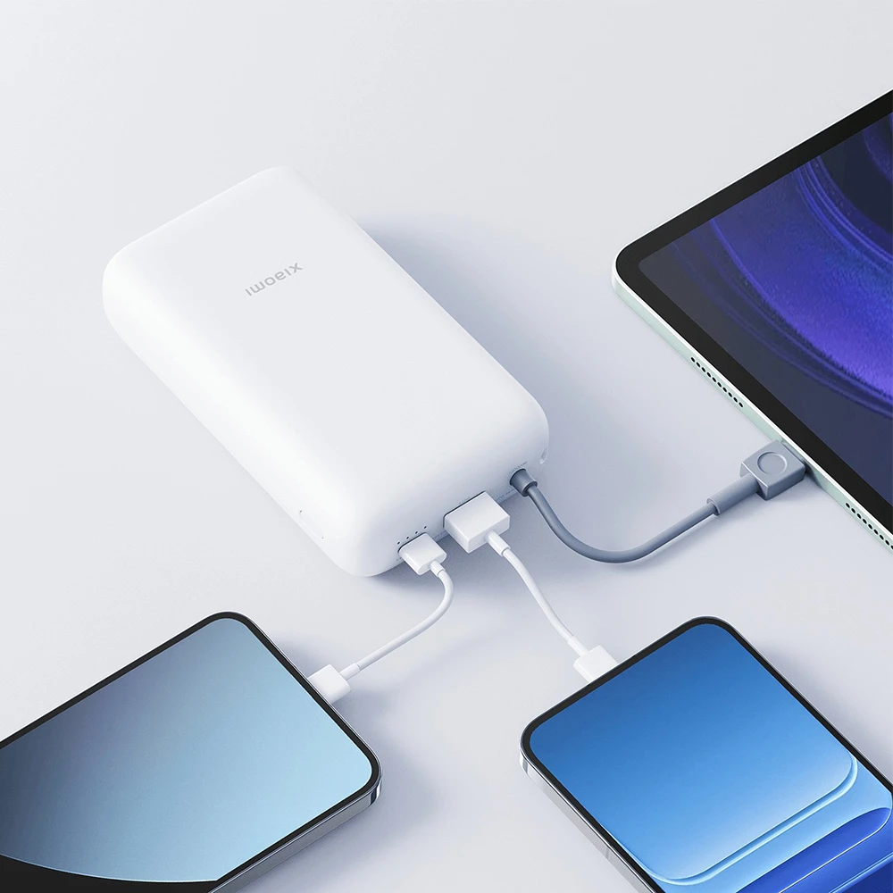 „Xiaomi“ išorinė baterija 20000mAh (integruotas laidas) | 20000 mAh | šviesiai pilka