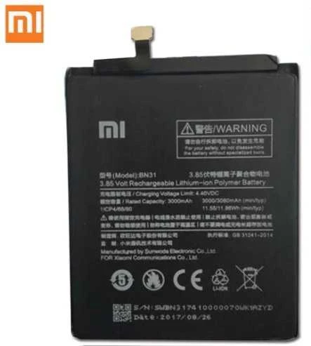 Xiaomi BN31 Originalus akumuliatorius, skirtas Xiaomi Mi5x / Mi A1 / Redmi Note 5A / Redmi S2 / 3080 mAh (OEM)