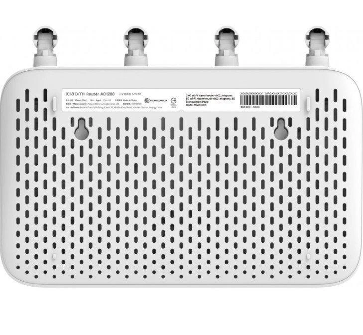 Xiaomi | Maršrutizatorius | AC1200 EU | 802.11ac | 300 + 867 Mbit/s | 10/100/1000 Mbit/s | Ethernet LAN (RJ-45) jungle 3 | Tinklelio atramos Nr. | MU-MiMO Taip | Nėra mobiliojo plačiajuosčio ryšio | 4 tipo antena Išorinės antenos