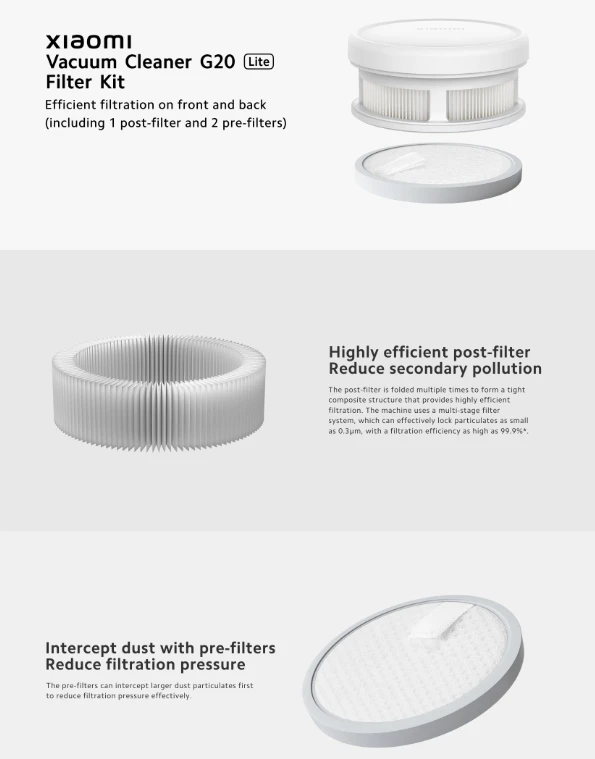 Xiaomi | Vacuum Cleaner G20 Lite Filter Kit | Baltas