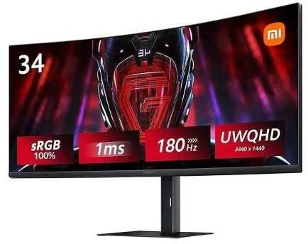 Lenktas žaidimų monitorius Xiaomi G34WQi, 34", 3440 x 1440, 1 ms, 180 Hz, 350 cd/m²