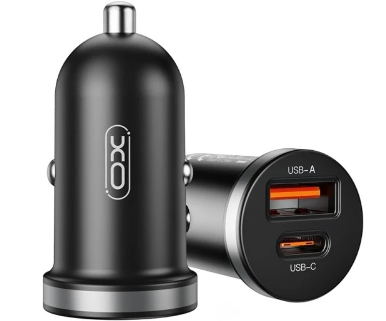XO automobilinis įkroviklis CC56 PD 30W QC 1x USB 1x USB-C juodas