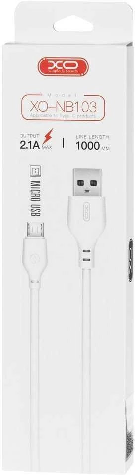 XO kabelis NB103 USB - microUSB 2,0 m 2,1A baltos spalvos
