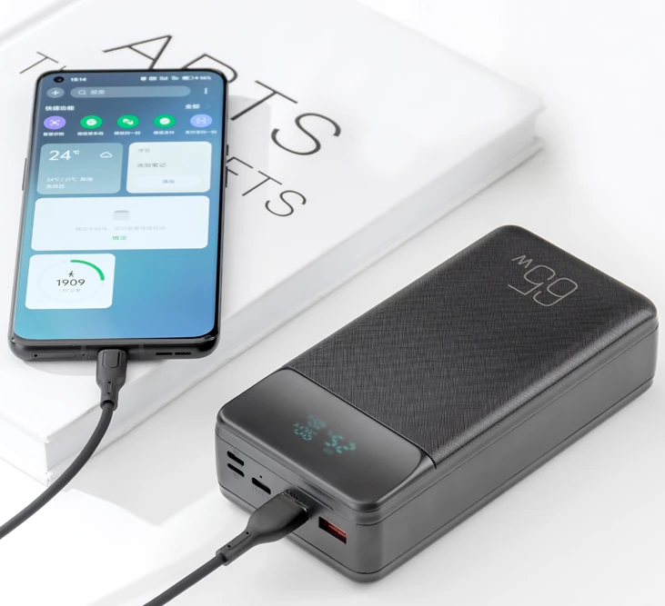 XO laptop power bank PR201 65W 30000mAh juodos spalvos