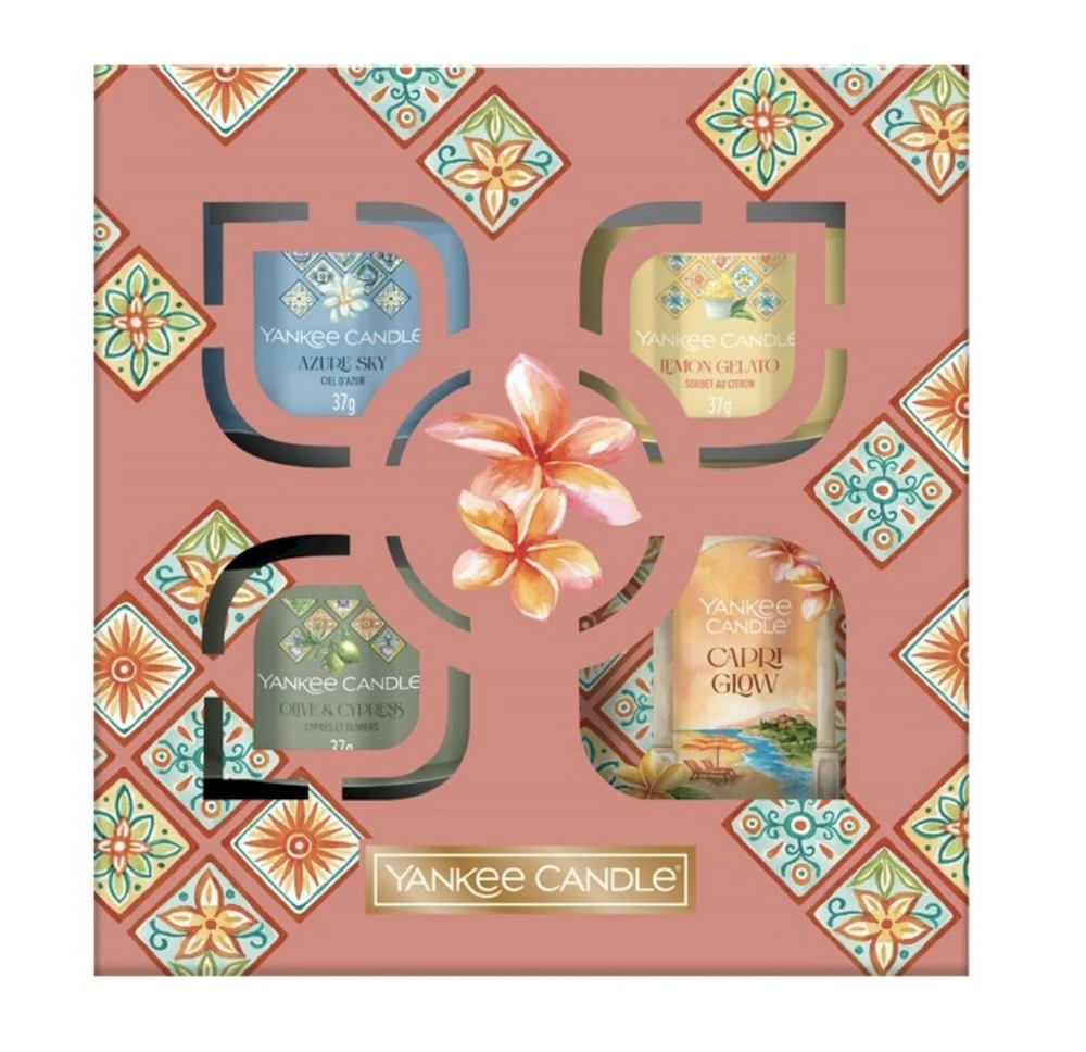 Yankee Candle Dovanų rinkinys: 1 maža tumbler žvakė ir 3 mini kvapnios žvakės
