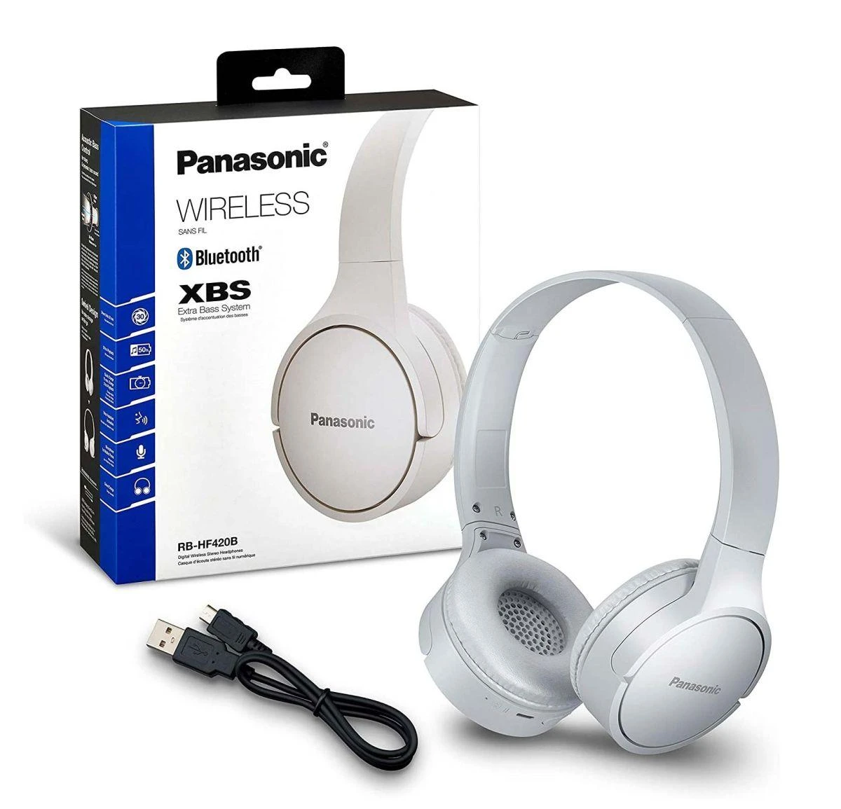 Belaidės gatvės ausinės Panasonic RB-HF420BE-W, Baltos
