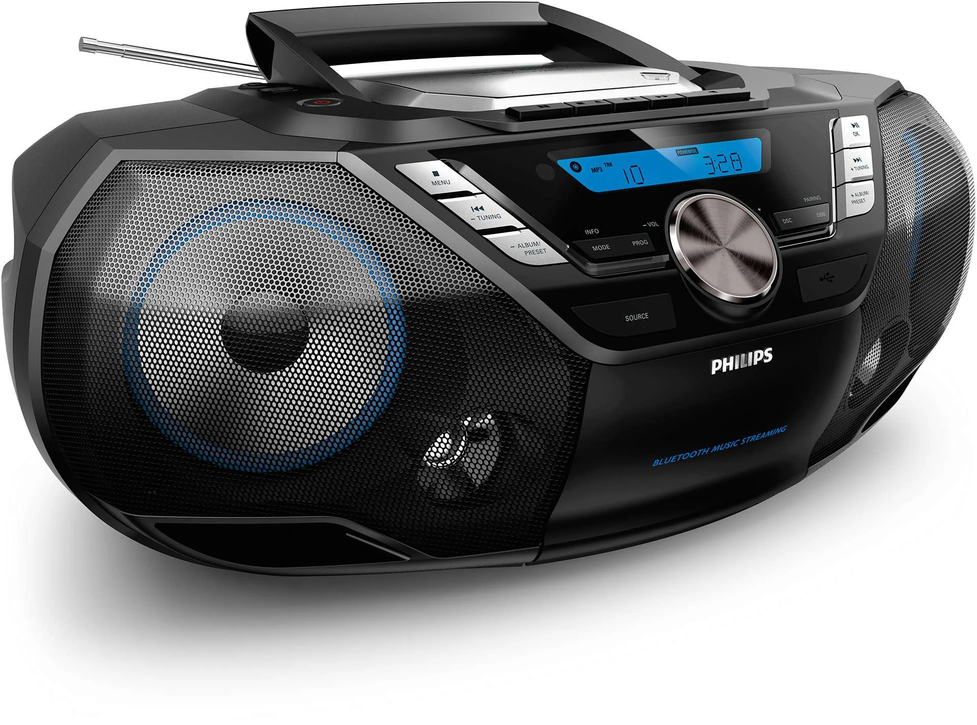 Philips CD Soundmachine AZB798T/12, Bluetooth, CD, MP3-CD, USB, DAB+, FM, kasetė, 12W