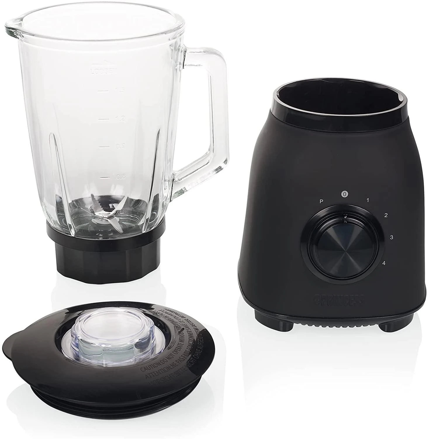 Princess stacionarus blenderis, 1000 W, 1,5 l stiklinis ąsotis, 4 greičiai, juodas, nerūdijantis plienas
