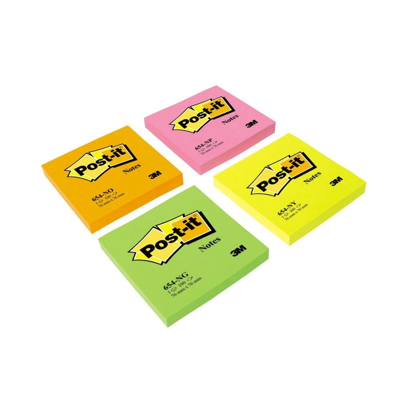 3M Lipnūs lapeliai Post-it Neon, 76 x 76 mm, 100 lapelių, žalia