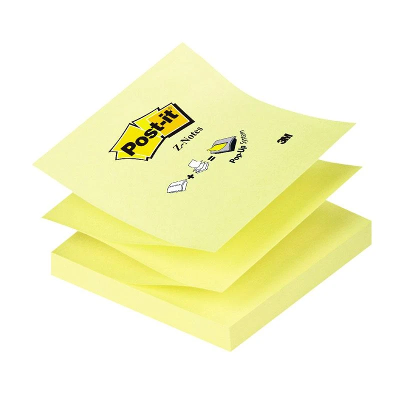 3M Lipnūs lapeliai POST-IT Z, 76 x 76 mm, 100 lapelių, geltona