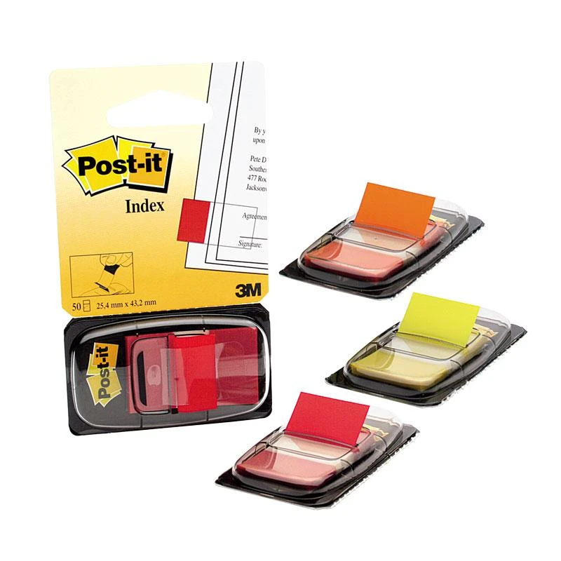 3M Lipnūs žymekliai Post-it, 25,4 x 43,2 mm, 50 lapelių, geltona