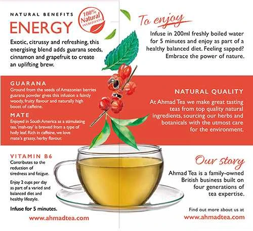 Ahmad Tea Natūrali arbata ''Energy'', vokeliuose, 20 vnt.