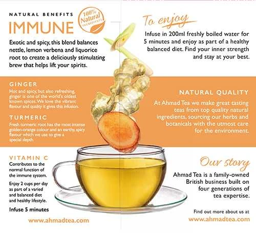 Ahmad Tea Natūrali arbata ''Immune'', vokeliuose su siūlu, 20 vnt.