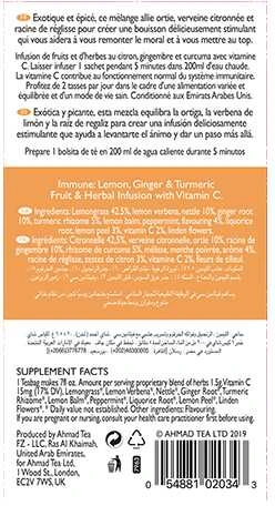 Ahmad Tea Natūrali arbata ''Immune'', vokeliuose su siūlu, 20 vnt.