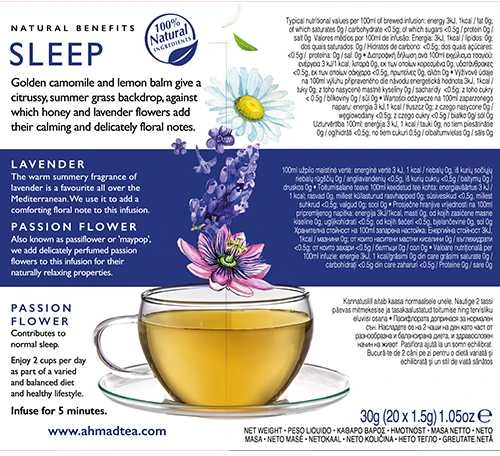Ahmad Tea Natūrali arbata ''Sleep'', vokeliuose su siūlu, 20 vnt.