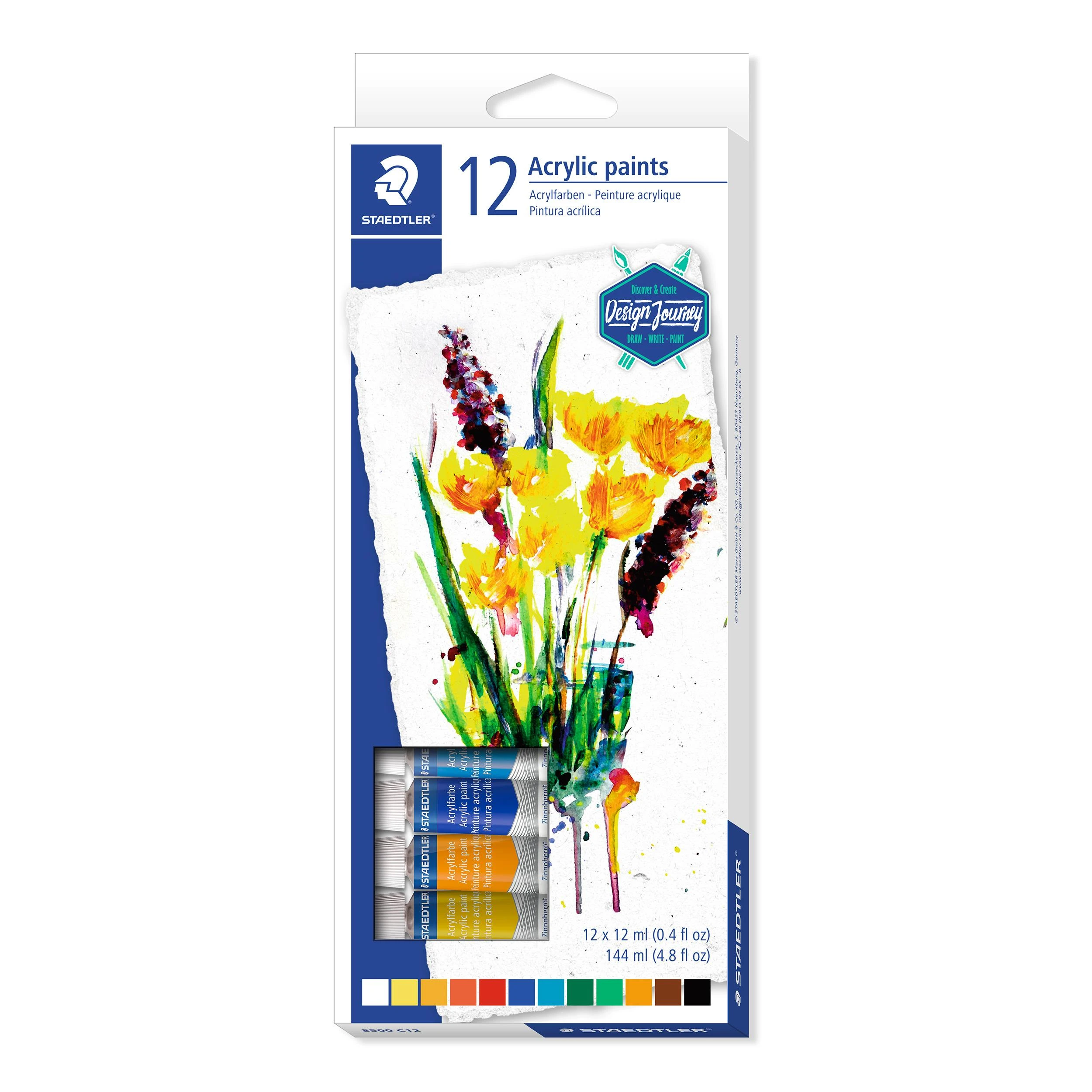 Staedtler akriliniai dažai, 12 spalvų rinkinys