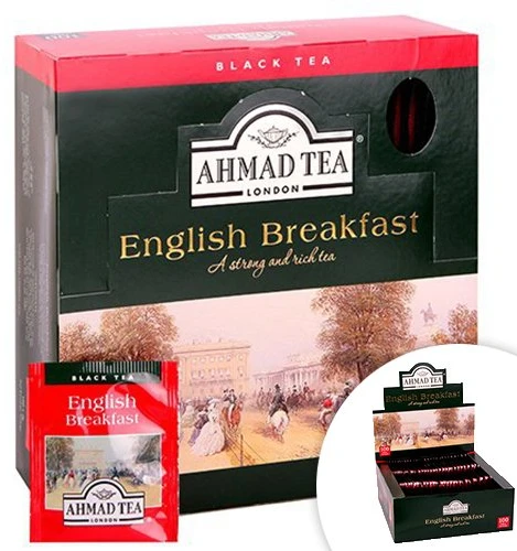 Arbata AHMAD Alu ENGLISH Breakfast, 100 x 2 g arbatos pakelių.