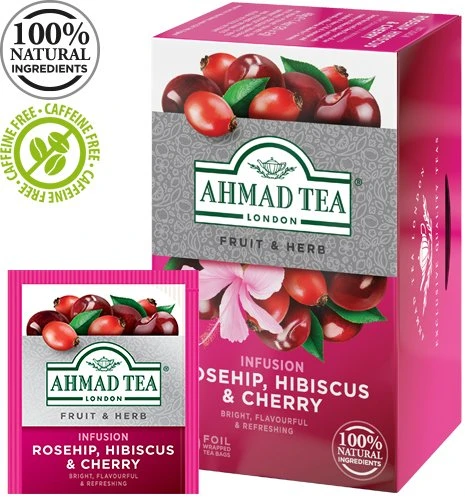 Arbata AHMAD ROSEHIP & CHERRY 20 vokelių po 2g