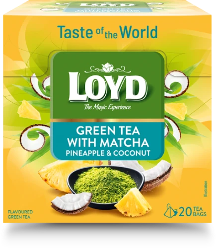 Arbata LOYD Žalias Matcha&Pineapple, Coconut 20 x 1,5g