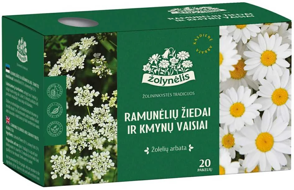 Acorus Calamus Žolynėlis žolelių arbata ramunėlių žiedai ir kmynų vaisiai, 24g (1,2x20)