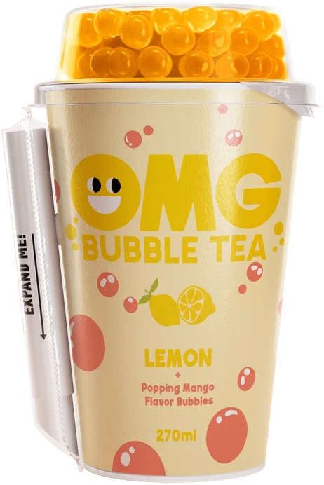 Arbatos gėrimas OMG, citrinų skonio su mango burbuliukais, 270 ml