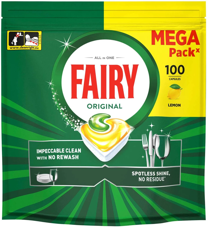 Indaplovių tabletės Fairy Platinum All In One Lemon, 100 vnt., citrinų kvapo