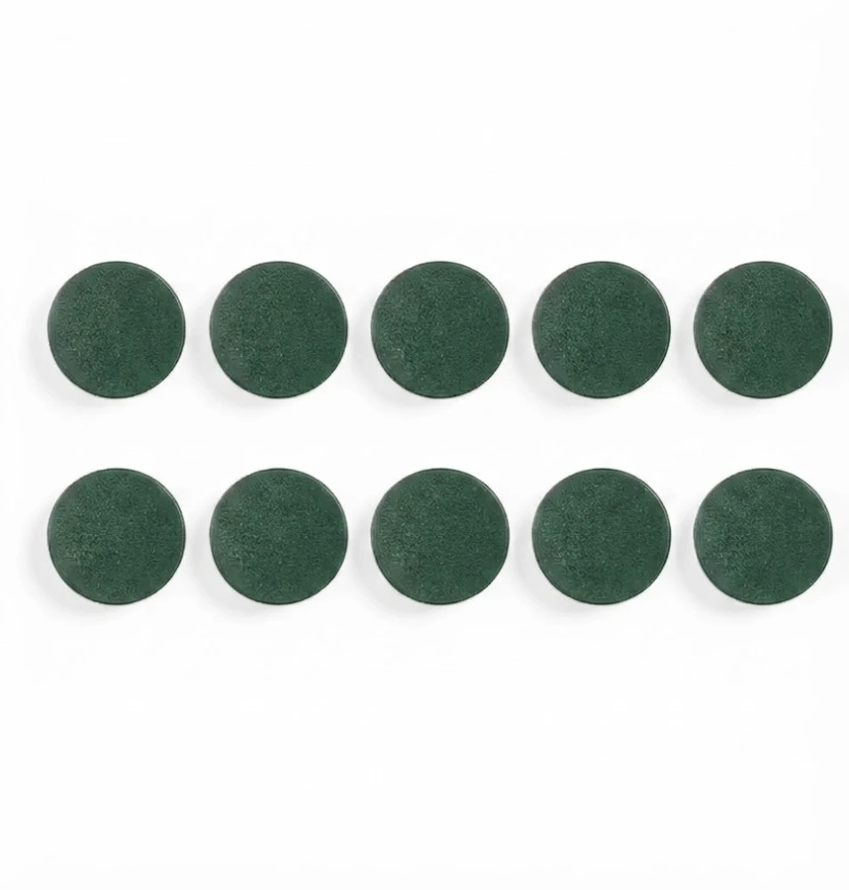 Baltosios lentos magnetai BI-OFFICE 30 mm, 10 vnt., ypač stiprūs, žalia sp.