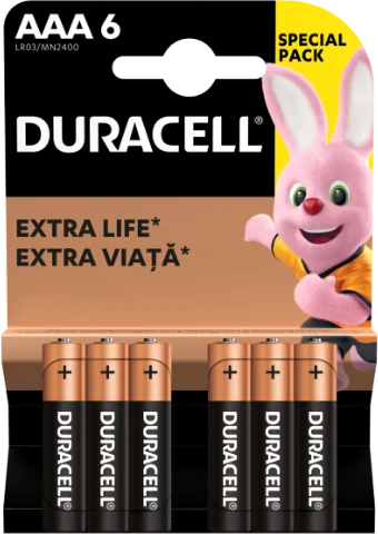 Baterijos DURACELL AAA, LR03, 6vnt