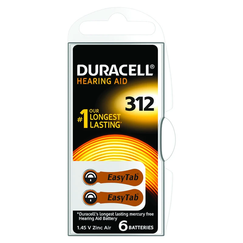 Duracell 312 klausos aparatų baterijos pakuotė