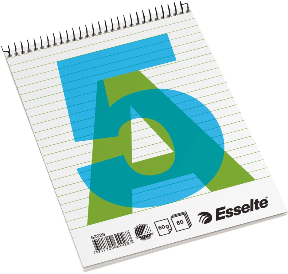 Bloknotas su spirale ESSELTE, A5, 80 lapų, linija